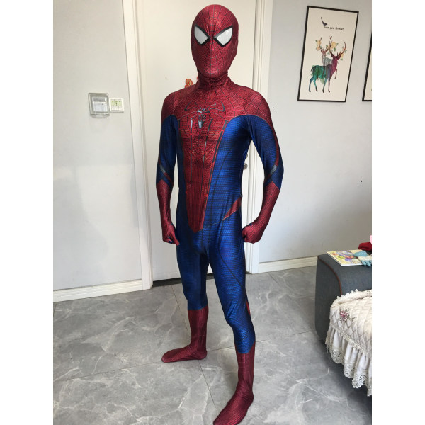 Aikuisten lapsille / mittatilaustyönä valmistettu 2022 uusin hämmästyttävä hämähäkki-cosplay-puku Halloween-supersankaripuku Red LKids  Size