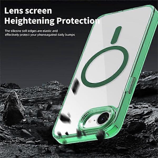 Kompatibelt deksel for iPhone 16e TPU+PC Transparent Magnetisk Telefondeksel Green