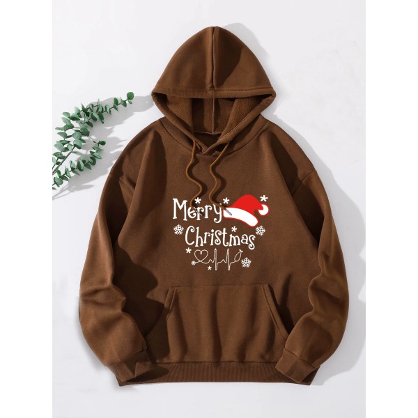 Juleprint Sweatshirts Mode Karneval Fest Kvinde Tøj Casual Sweatshirt Sjovt Mønster Fest Dame Hættetrøjer Burgundy XL