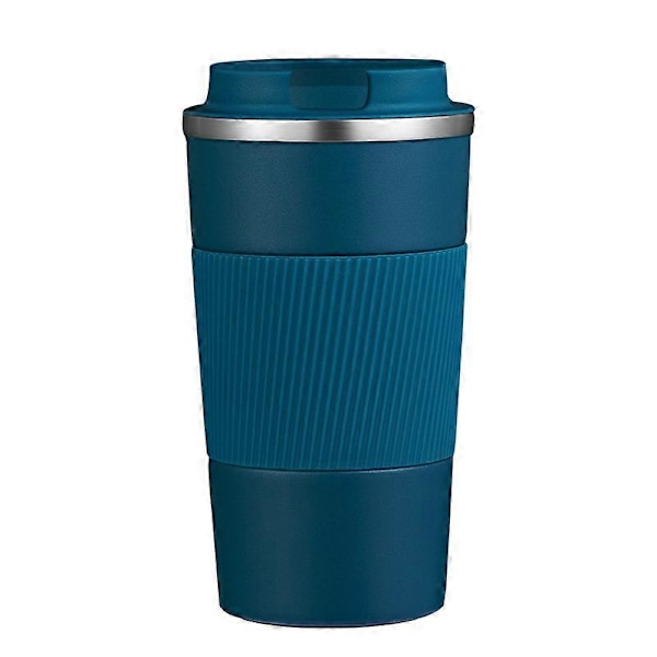 Kaffemugg, Isolerad Kaffemugg Rostfritt Stål Resemugg - Dubbelväggig Bilmugg Isolering Lock Miljövänlig Återanvändbar Kaffekopp, 380ML/13oz (Blå-A)