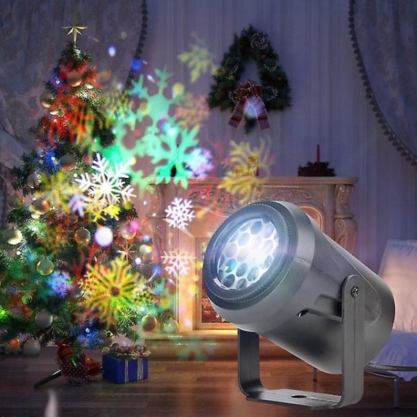 Projektorin valot Lumihiutale Joulujuhla Laser Led -lavavalo Pyörivä joulukuvio ulkona lomavalaistus Puutarhasisustus UK plug