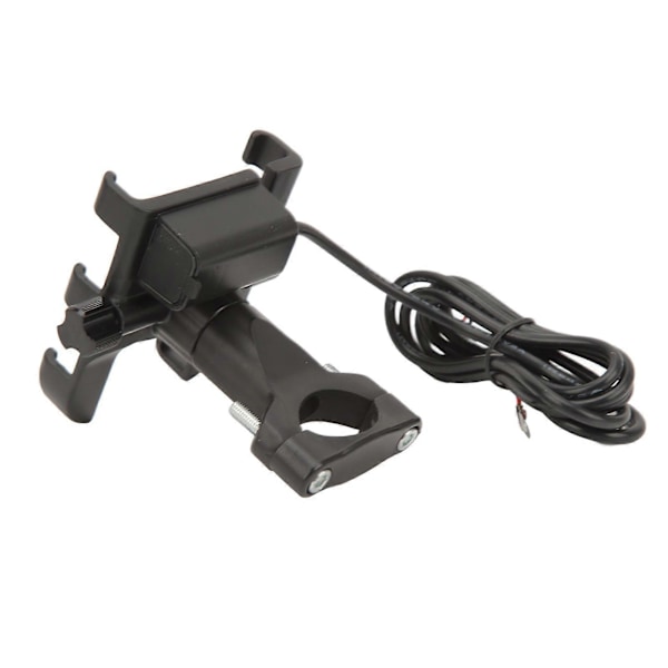 2-i-1 Motorsykkel Telefonholder Lader Sidespeil Eller Styre Mobiltelefonholder Svart