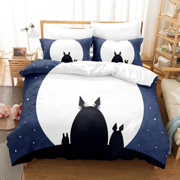 A9 Anime Min granne Totoro 3D-tryckt sängklädesset Påslakan Örngott Barnpresent AU DOUBLE 180x210cm