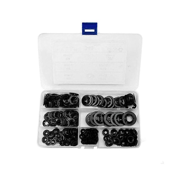 340 stk. M3M4M M6M8M10M12 Hullholder Ring Bjørneklemme 65 Mn Stål Stjernelås Låseskive Sortiment