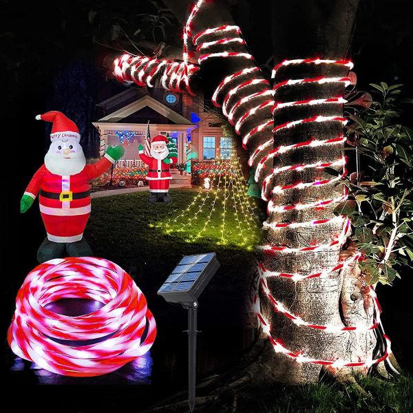 Aurinkokennokäyttöiset ulkoköynnösvalot 33 jalkaa 100 LED-valoa, makeiskarkin väriset vedenpitävät valot häihin, patiolle, puutarhaan, jouluun, Halloween-juhliin, lomaan, trampoliinikoristeluun