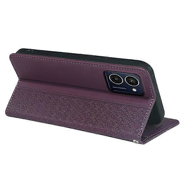 Kompatibelt för HMD Pulse / Pulse+ Fodral Plånbok Läder Telefonskal Lyckoklöver Prägling DarkPurple