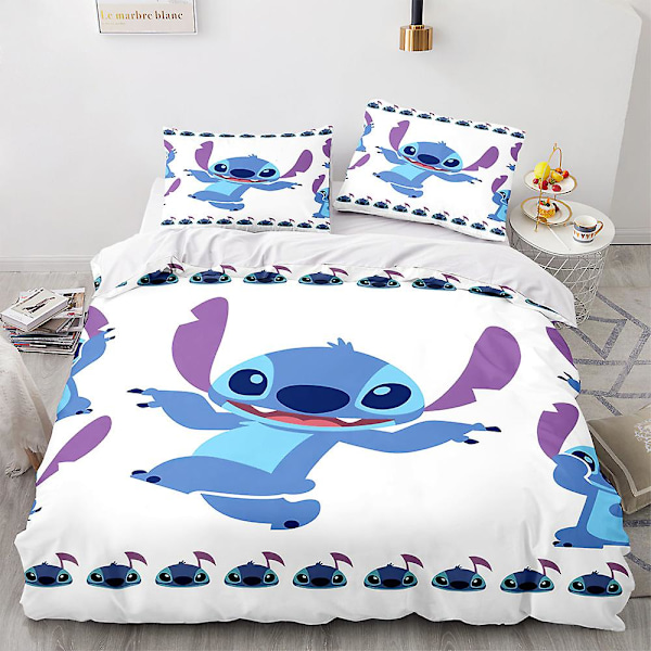 Stitch 3D-printet sengesett dynetrekk dynetrekk putetrekk barnegave farge 2 AU DOUBLE 180x210cm