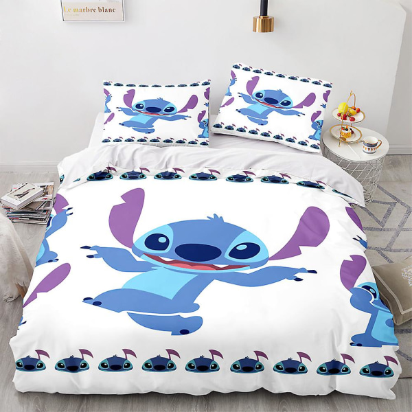 Stitch 3D-printet sengesett dynetrekk dynetrekk putetrekk barnegave farge 2 AU single 140x210cm