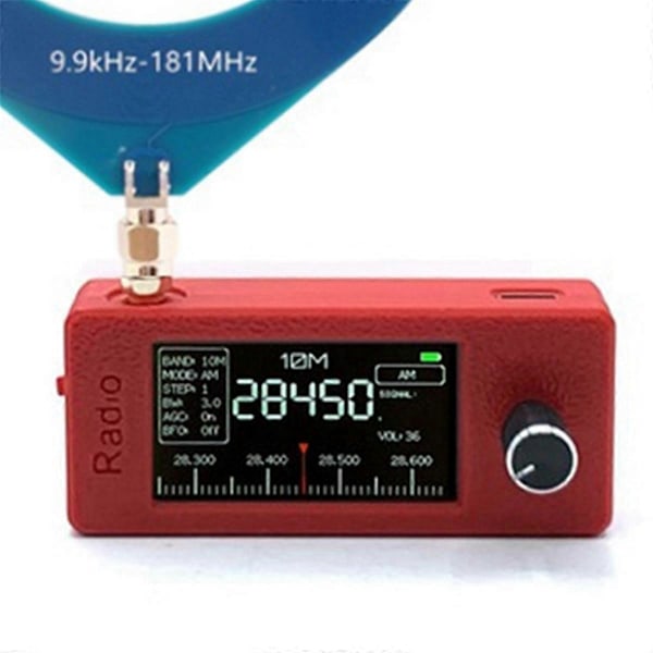 Bærbar 1.9-tommers IPS-skjerm Lommeradio med Antenne All Band Radio Mottaker HF SW MW VHF 0.5khz-181mhz Radio