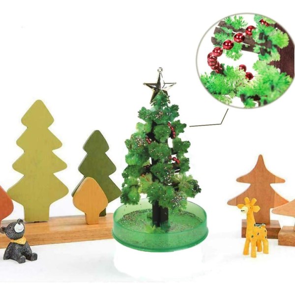 2 kpl Arbor Day Magic Tree, tee-se-itse kristalli paperi taikapuu kasvava puu lapsille koristelu hauska opettavainen ja juhlalelu (vihreä)