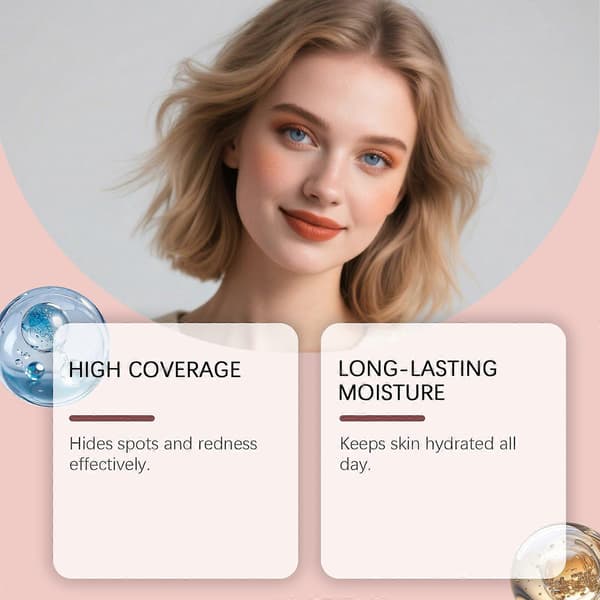 4 i 1 Flytande Foundation Hög Täckning Solskydd Långvarig Makeup Vattentät Matt Makeupbas 2pcs