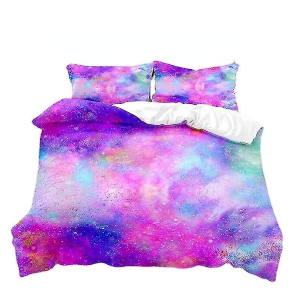 Sengesæt med rumtema, Galaxy Stjerneklar himmel dynebetræk til børn, drenge, piger, teenagere, planet, rum, kosmos, dynebetræk, solsystem Q style 1 260*220three-piecesuit