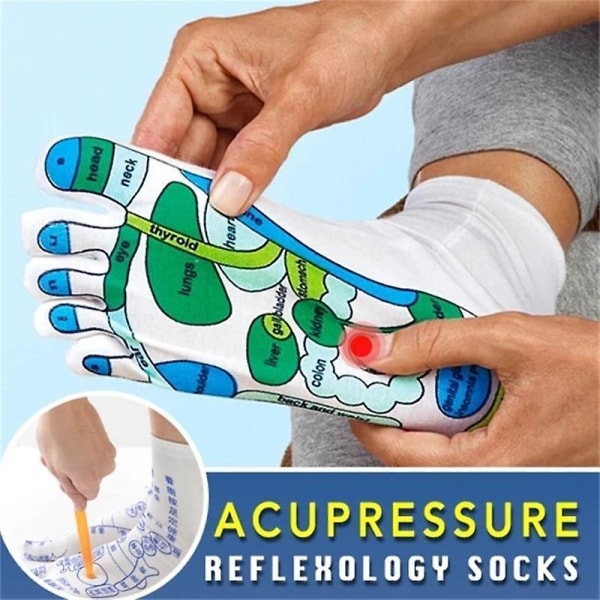 Zk- Fotmassage Akupressur Strumpor Fysioterapi Massage Lindra Trötta Fötter Reflexologi Strumpor Fotpunktsstrumpor Engelsk Illustration