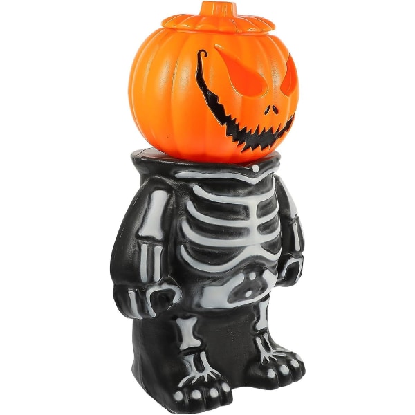 Halloween-lamppu Halloween-kurpitsakoristeet Skull Pumpkin -lamppu kurpitsanpäällä ja luurangolla Koristeellinen Halloween-yövalo pöytävalaisimelle