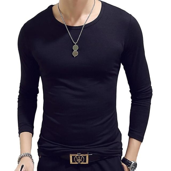 Polo med hög krage för män, enfärgad, smal, elastisk, tunn, pullover, vår, höst, underkläder, polotröja, herrstickad blus, baströja, topp Black 3 XXL