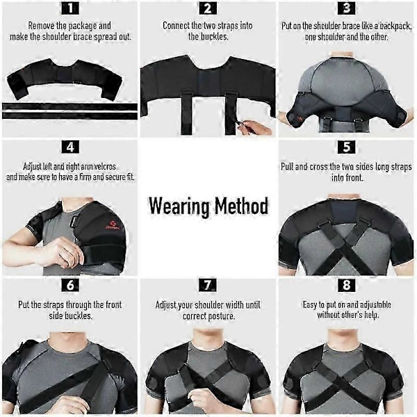 Sort Dobbelt Skulderstøtte Rotator Cuff Arm Smertelindring Varm Terapi Til Mænd Og Kvinder Fleksibel