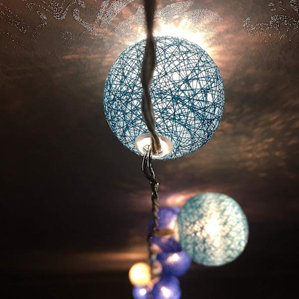Ljusslinga Bomullsbollar Batteri - 3,3m 20 LED-lampor Sovrumsbelysning Blue starry sky