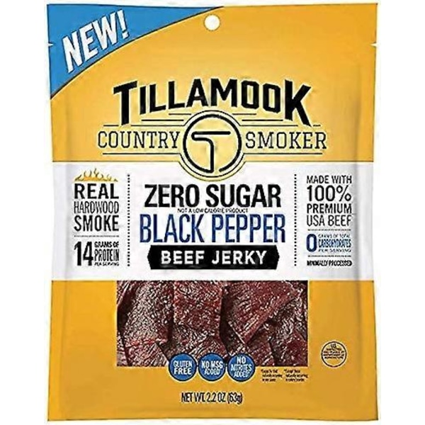 Tillamook Zero Sugar Mustapippuri Naudan Kuivaliha 2 Pakkausta