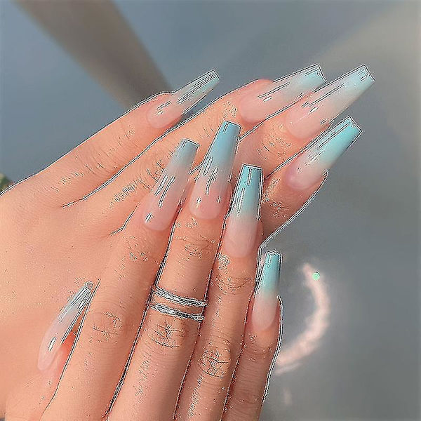 Långa Ballerina-formade Falska Naglar Press-on Naglar Artificiella Finger Manikyr
