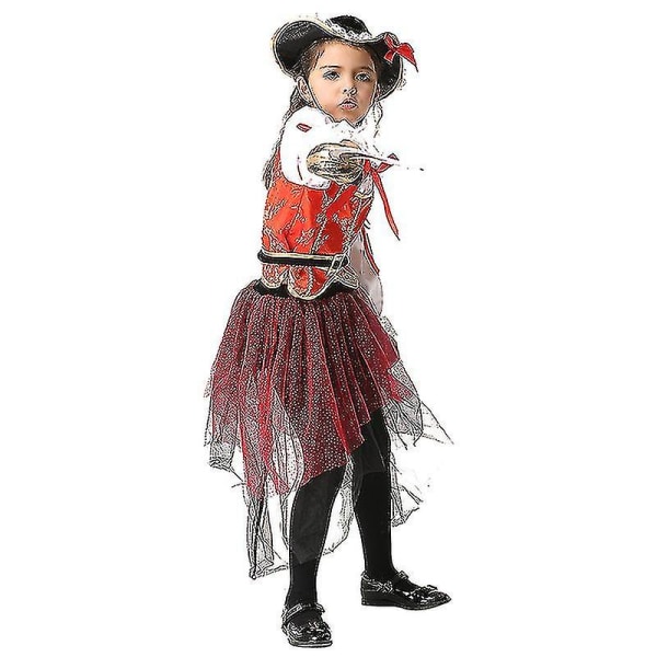 Piratkostyme for jenter til Halloween Cosplay Buccaneer Princess Costume 105cm-115cm