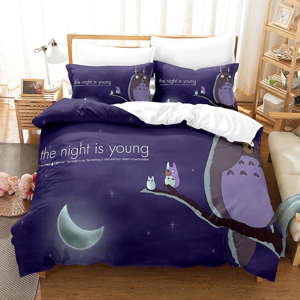 M3 Min Nabo Totoro 3D-printet Sengesett Dynetrekk Dynetrekk Putetrekk Barnegave UK DOUBLE 200x200cm