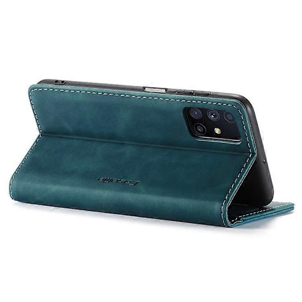 CASEME 013 Serie Magnetisk Smartphone Cover Kompatibel Med Samsung Galaxy M51, PU Læder Wallet Foldbart Stativ Telefon Cover Blue