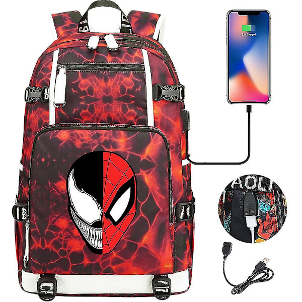 Venom Mote Trykt USB Ungdomsskolesekk (1-11) Color-15