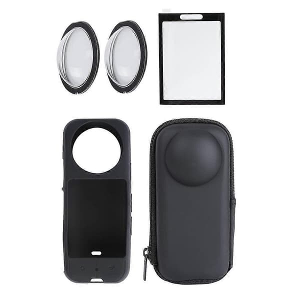 För X3 Kamera Skyddstillbehör Kit, Linsskydd/Silikonskydd/Skärmskydd/Ca