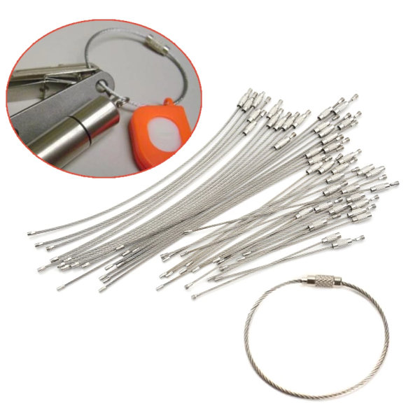 EDC Hang Wire Chain Tag Skruv Bagage Rep Nyckelring Loop Kit Lock 100x1mm