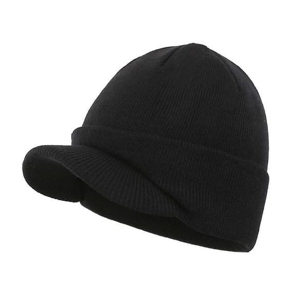 Höst vinter varm skidmössa stickad mössa Black