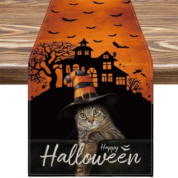Goblin Halloween bordsflagga, svart skog bordslöpare, Thanksgiving Jack-o '-Lantern, festliga köksdekorationer ZQQ8979 (8) 120-33cm 47-13inch