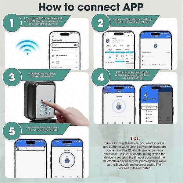 Smart nøkkellåseboks Elektronisk Bluetooth-låseboks med APP-kontroll