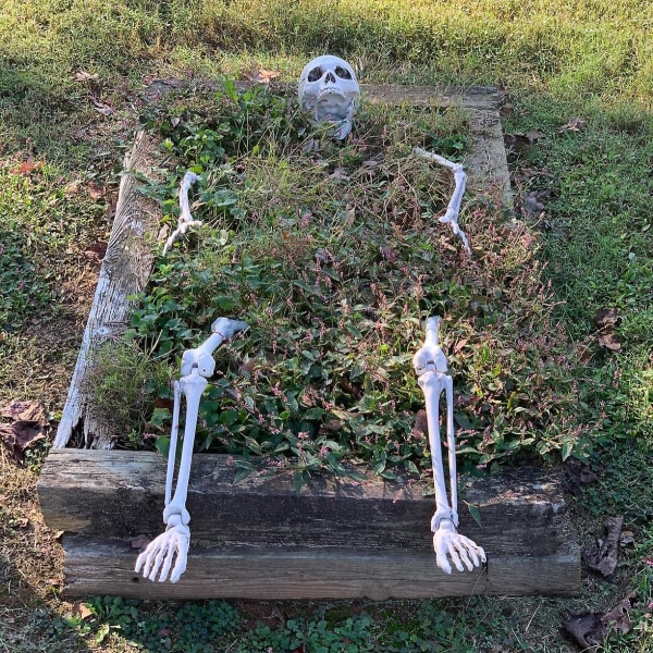 Realistiset luurankopanokset Halloween-koristeet Pelottava pääkallon luurankokäden luu pihalle nurmikolle puutarhaan hautausmaalle kodin sisustukseen style B