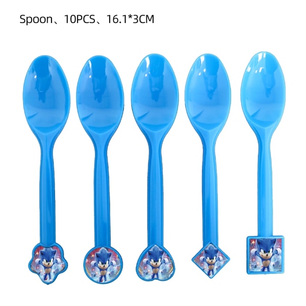 Uusi sarjakuva Sonic Juhlatarvikkeita Poikien syntymäpäiväjuhliin Kertakäyttöiset set Paperilautasella Kupit Lautasliinat Baby shower 10pcs Spoon