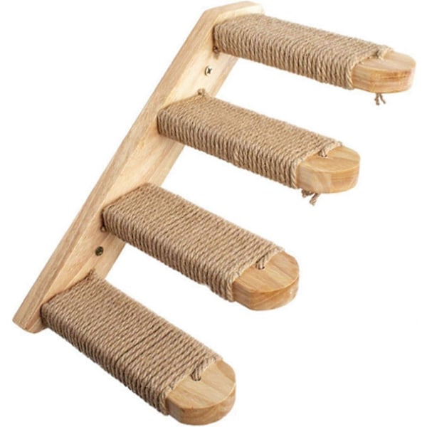 40 cm Katte Skammel, Vægmonteret Træ Klatrehylde med Sisal Reb, Katte Kradsestige, Kæledyrs Møbel