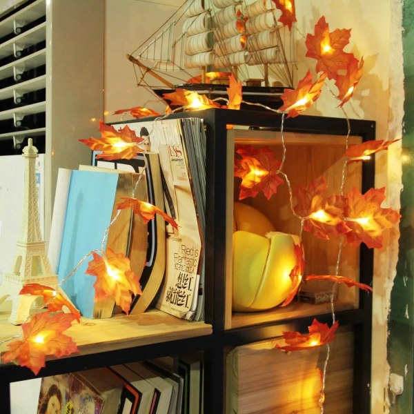 2/3/6M Joulukoriste Keinotekoinen Vaahteranlehti LED Valonauha Lyhty Seppele Koti Juhlat DIY Deco Halloween Uusi Vuosi 1 2M 10Led-Battery box
