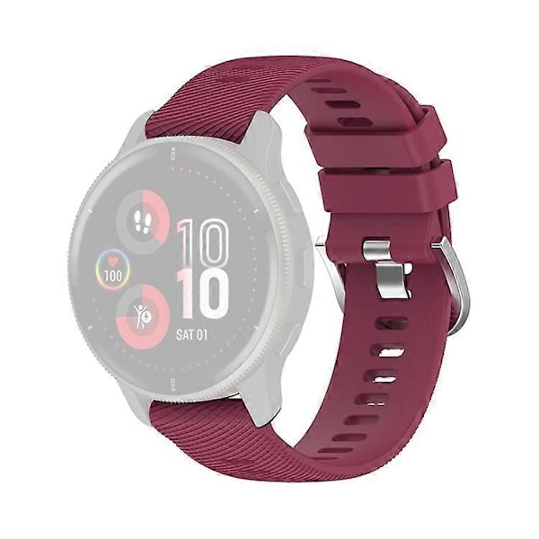 Kompatibel med Garmin Forerunner 255 / Vivoactive 4 Kryssstripet Design 22mm Universell Klokkereim Silikon Erstatningsarmbånd WineRed