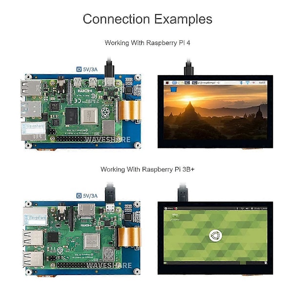 4,3 tuuman LCD-näyttö 4B/3B+/3A+/3B/2B/B+/A+ IPS kapasitiiviselle kosketusnäytölle, 800x480