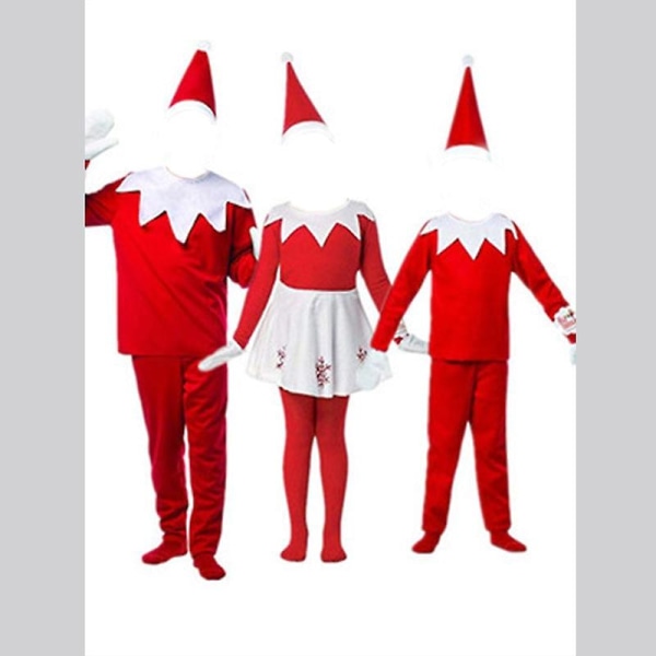 Barn Alvdräkt Vuxen Alvdräkt Röd Nyår Cosplay Festklänning Familj Halloween Julfest Finklänning Set female 150 cm