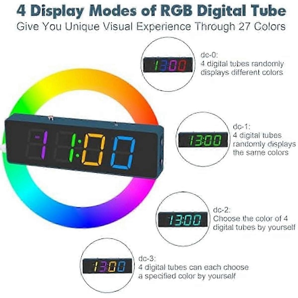 Lödningsövningskit, 4-siffrig digital väckarklocka med RGB färgglada lägen, DIY klocklödprojektkit