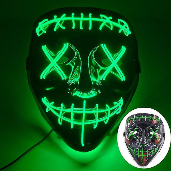 Halloween Neon Led Purge Mask Masque Masquerade Party Masker Ljus Lysande I Mörkret Roliga Masker Cosplay Kostymtillbehör 6