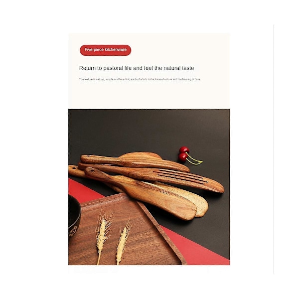 Håndlaget Premium Spurtle Sett i Tre, Varmebestandig Non-Stick Skotsk Spurtle Sett