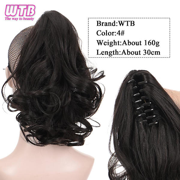 Syntetisk bølgete hår syntetisk hestehale extensions medium lengde klo i clip-on hestehale hårstykker varmebestandig fiber