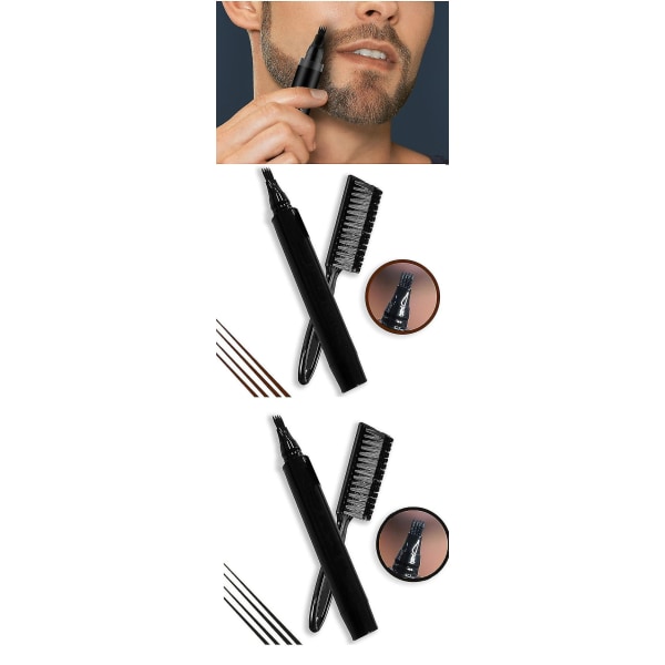 Beard Pen Beard Pencil Filler för män - Naturlig förstärkare för att fylla, forma och definiera (mörkbrun)
