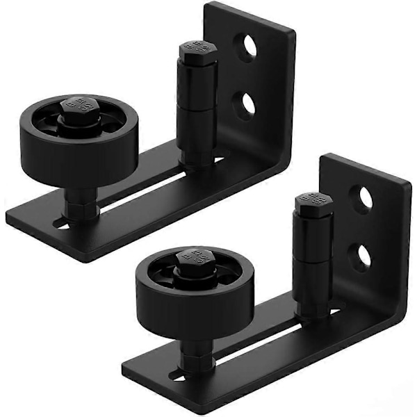 2-pack Skjutdörrsgolvskenor för ladugårdsdörrar, väggmonterade, justerbara rullar, 2-pack, släta hjul, passar