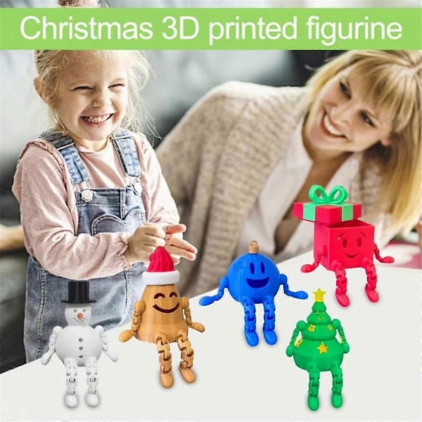 Rörlig skrivbordsdocka, 3D-printade juldekorationer, julklapp C