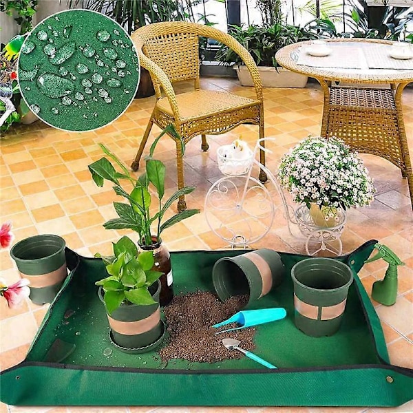 Omplantningsmåtte til indendørs planteomplantning og kontrol med spild, 109 x 74 cm vandtæt plantepotte