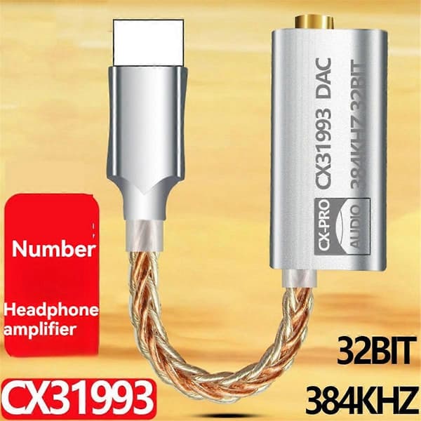CX31993 HiFi DAC Hodetelefonforsterkere Audio Dekoding AMP Adapter Lydkort Digital Dekoder 32bits/3