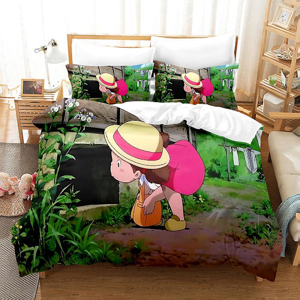 A12 Anime Min granne Totoro 3D-tryckt sängklädesset Påslakan Örngott Barnpresent AU single 140x210cm