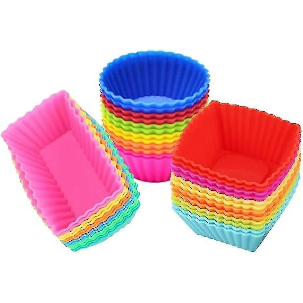 2025 Nya Silikon Cupcake Muffin Bakformar 36-pack Återanvändbara Non-stick Kakformar Set